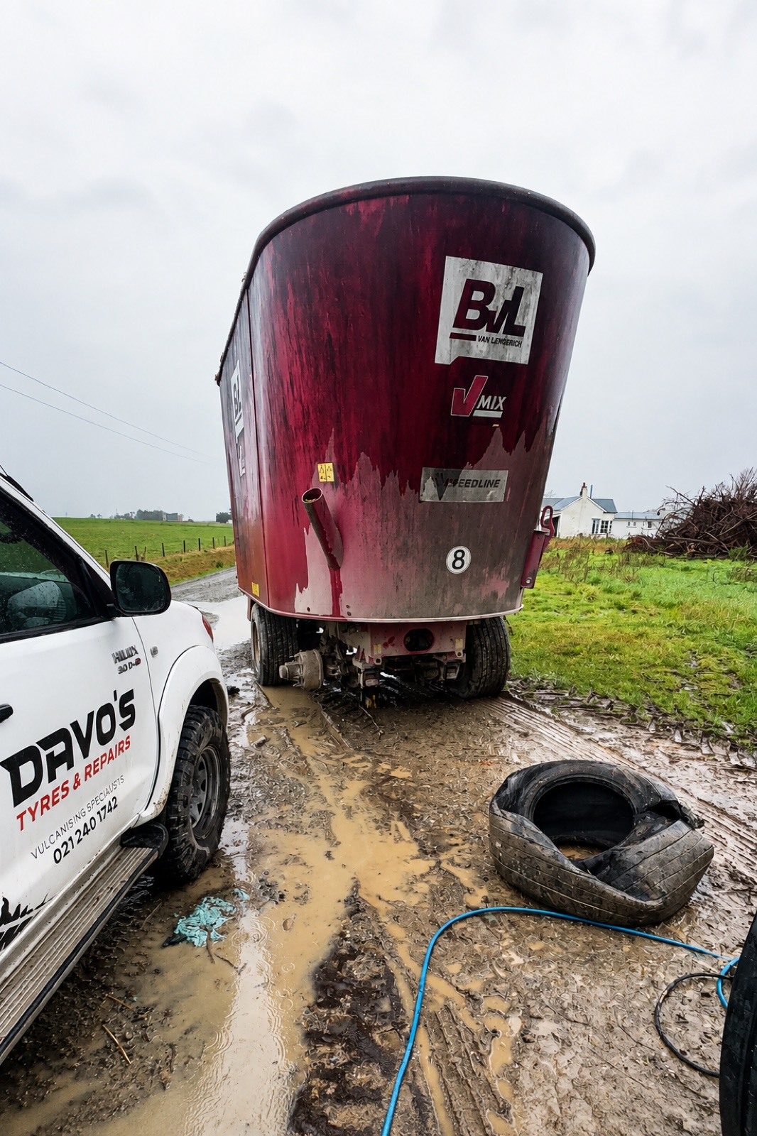 Heavy machinery tyre work by Davo's